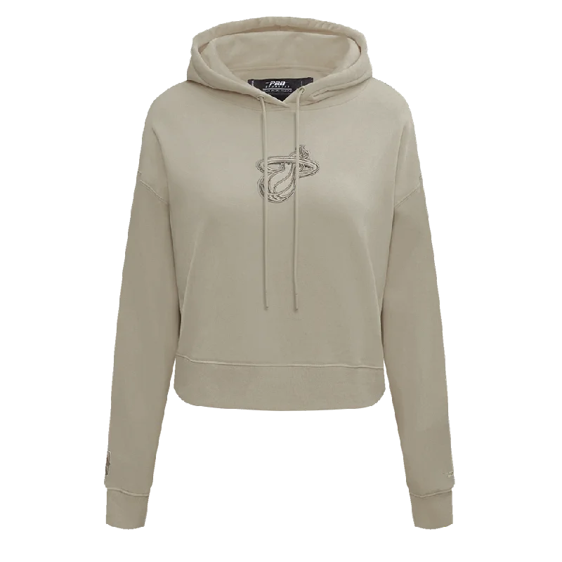 NBA MIAMI HEAT NEUTRAL WOMEN'S CROPPED PO HOODIE (TAUPE)