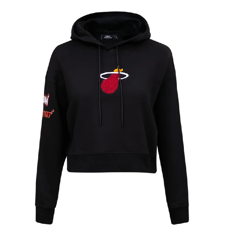 NBA MIAMI HEAT CLASSIC WOMEN'S CLASSIC WOMEN'S CROPPED PO HOODIE (BLACK)