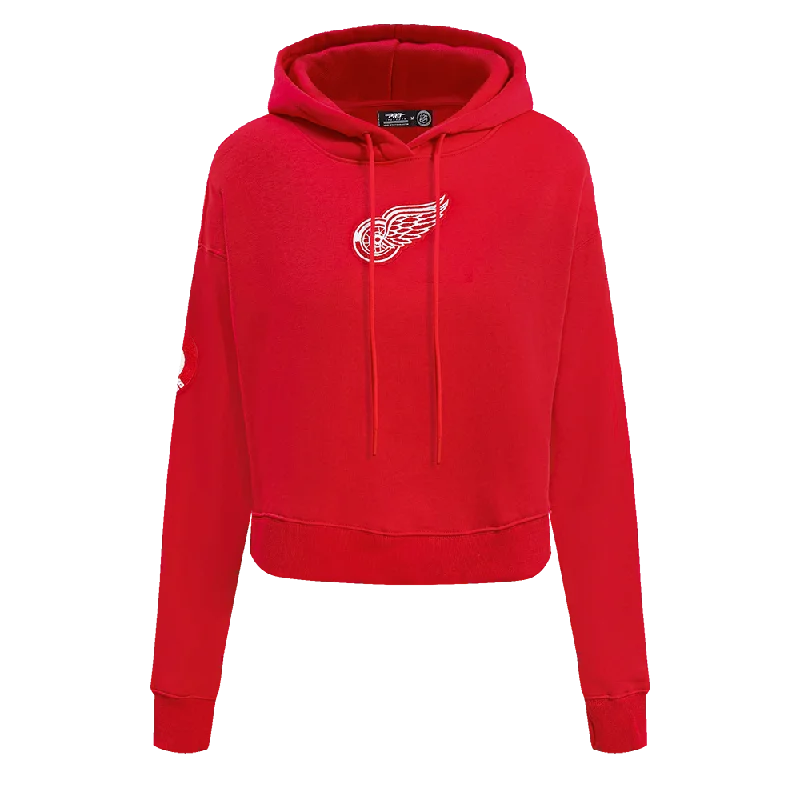 NHL DETROIT RED WINGS CLASSIC WOMEN'S FLC CROPPED PO HOODIE (RED)