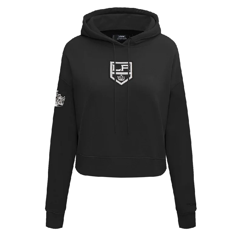 NHL LOS ANGELES KINGS CLASSIC WOMEN'S CROPPED PO HOODIE (BLACK)