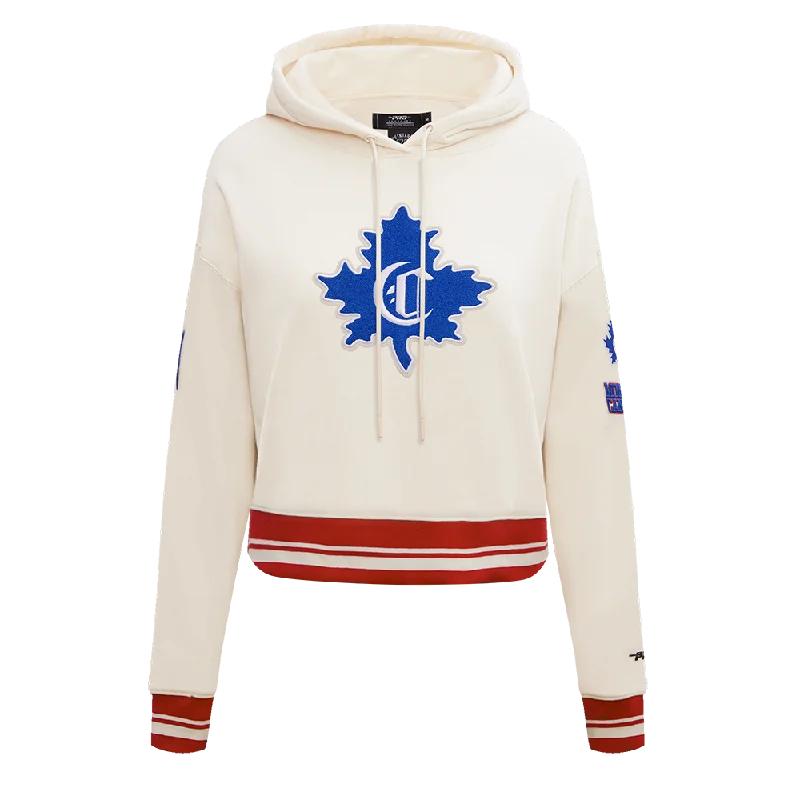 NHL MONTREAL CANADIENS RETRO CLASSIC WOMEN'S RIB CROPPED PO HOODIE (EGGSHELL/ RED)