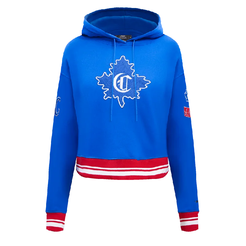 NHL MONTREAL CANADIENS RETRO CLASSIC WOMEN'S RIB CROPPED PO HOODIE (ROYAL BLUE/RED)