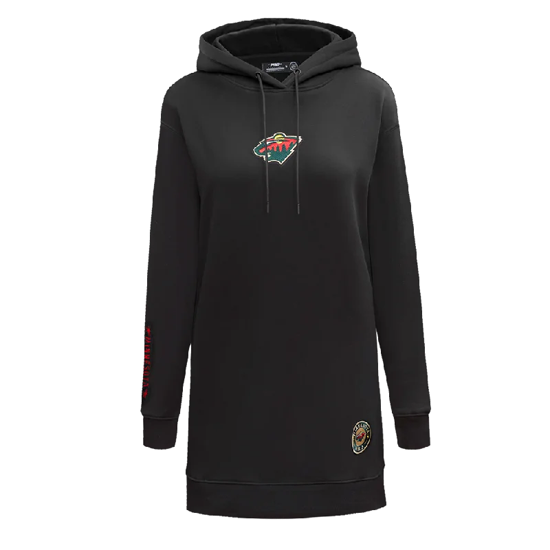 NHL MINNESOTA WILD CLASSIC WOMEN'S FLC HOODIE DRESS (BLACK)