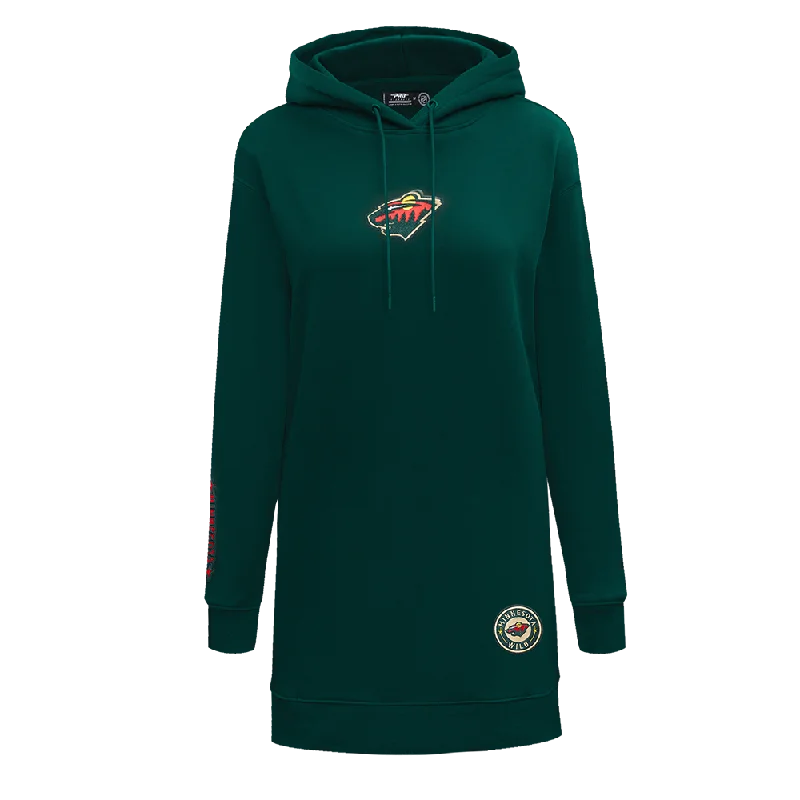 NHL MINNESOTA WILD CLASSIC WOMEN'S FLC HOODIE DRESS (FOREST GREEN)