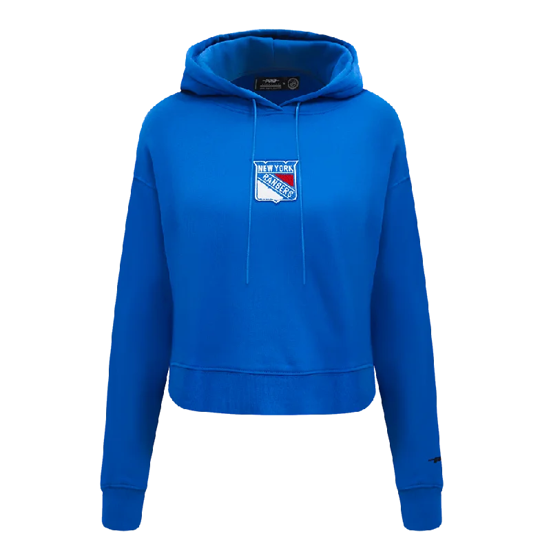 NHL NEW YORK RANGERS CLASSIC WOMEN'S FLC CROPPED PO HOODIE (ROYAL BLUE)