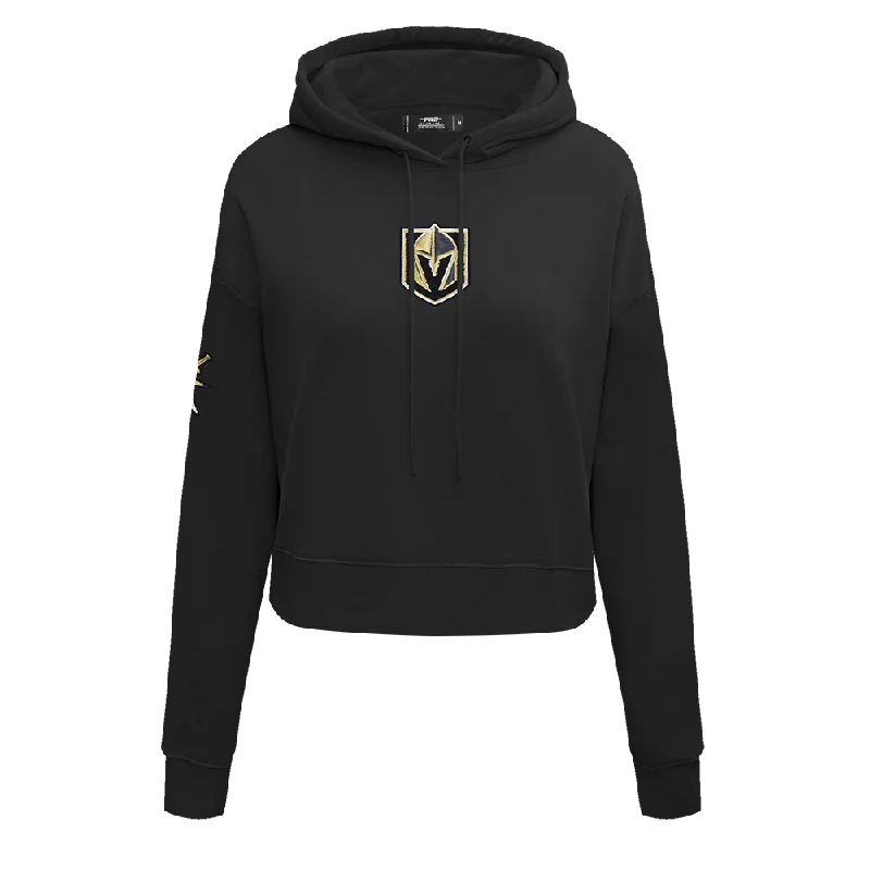 NHL VEGAS GOLDEN KNIGHTS CLASSIC WOMEN'S FLC CROPPED PO HOODIE (BLACK)