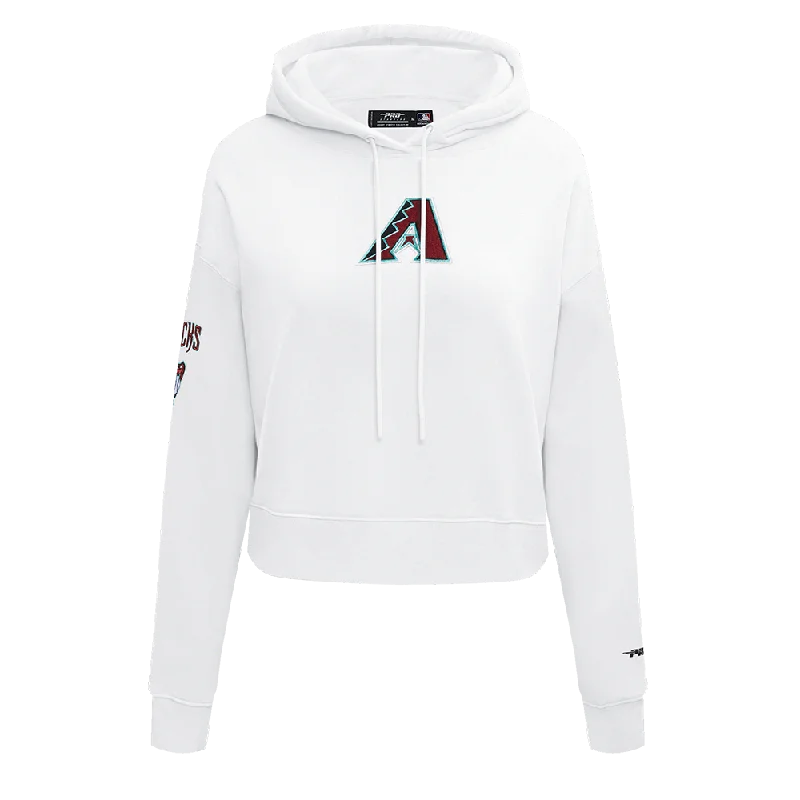 MLB ARIZONA DIAMONDBACKS CLASSIC WOMEN'S CROPPED FLC PO HOODIE (WHITE)