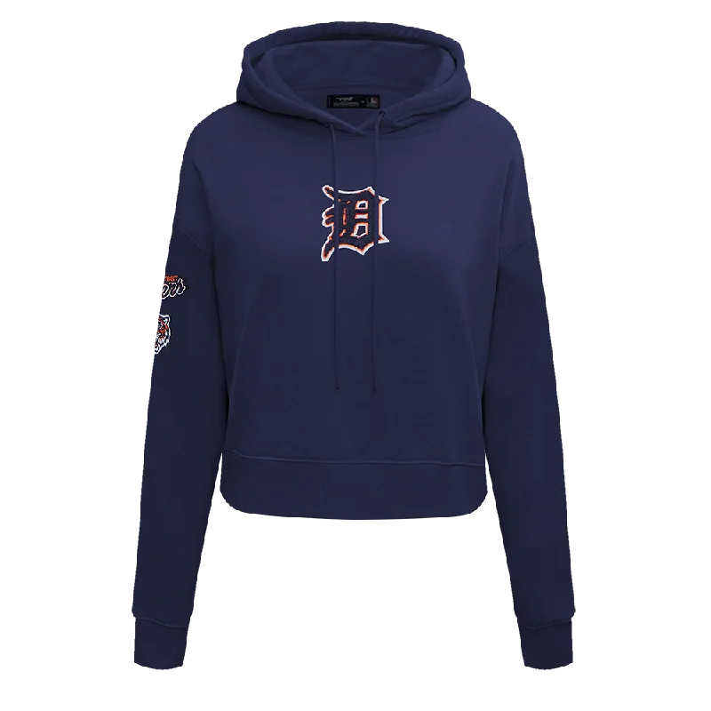 MLB DETROIT TIGERS CLASSIC WOMEN'S CROPPED PO HOODIE (MIDNIGHT NAVY)