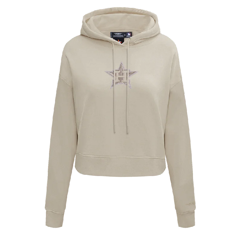 MLB HOUSTON ASTROS NEUTRAL WOMEN'S CROPPED PO HOODIE (TAUPE)