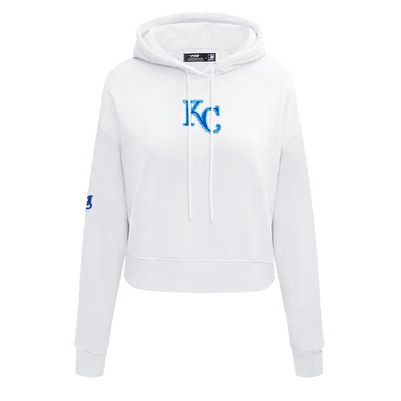 MLB KANSAS CITY ROYALS CLASSIC WOMEN'S CROPPED PO HOODIE (WHITE)