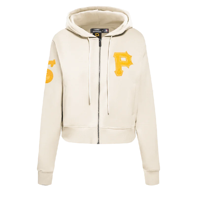 MLB PITTSBURGH PIRATES TRIPLE TONAL WOMEN'S DK FZ HOODIE (EGGSHELL)