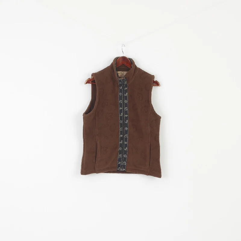 Bit & Bridle Women L Waistcoat Brown Fleece Bodywarmer Horse Riding Vest