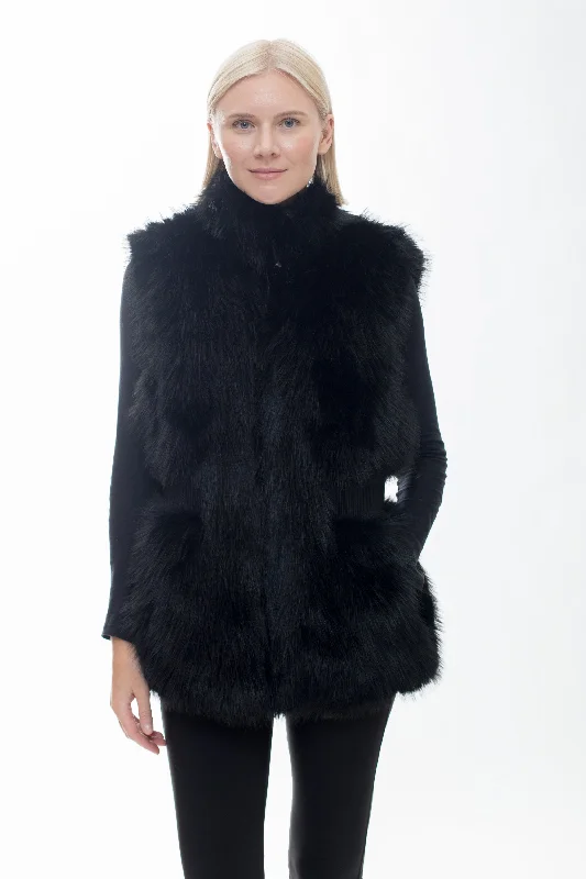 CALI - Faux Fur Longline Hooded Vest