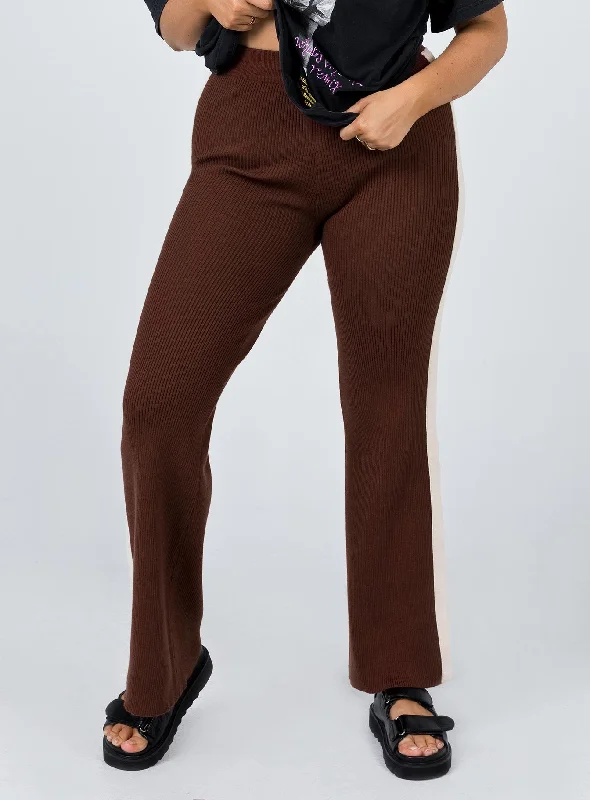 Contrast Wide Leg Knit Pant