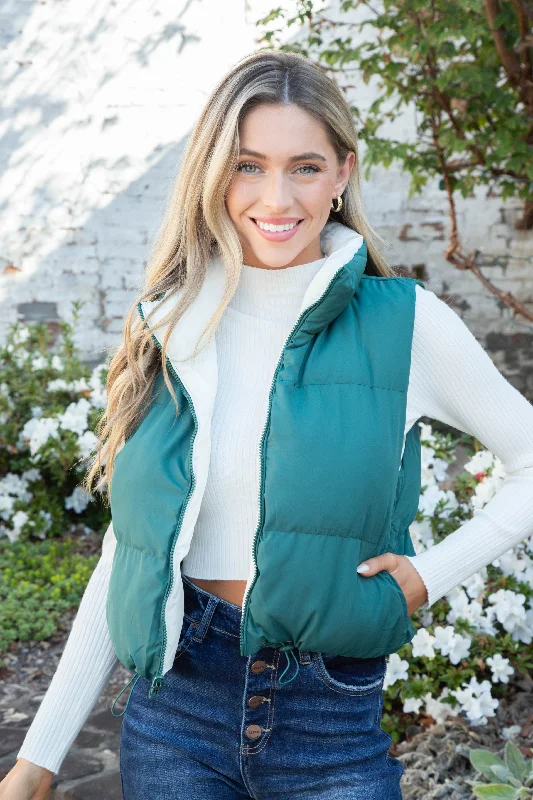 Gracey Reversible Crop Vest, Hunter Green