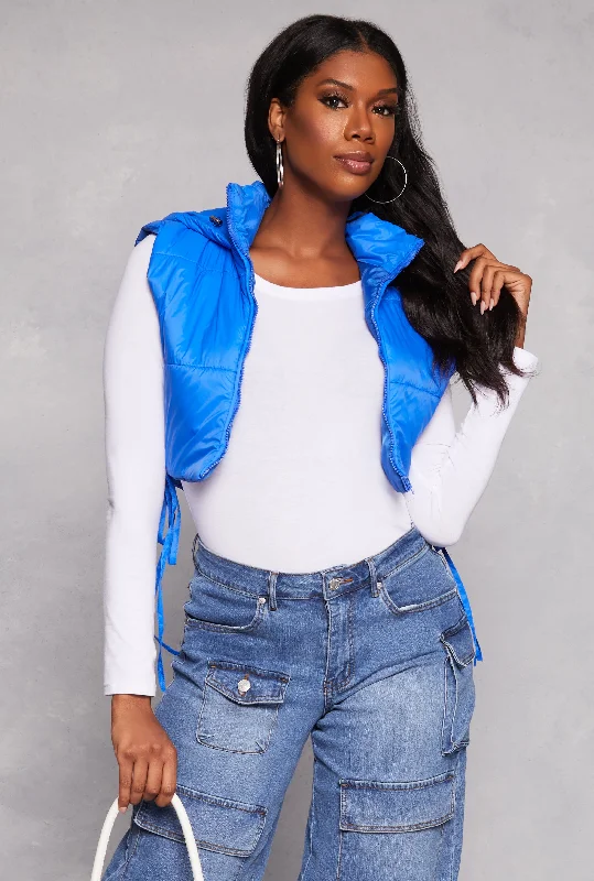 Daisy Side Tie Cropped Puffer Vest