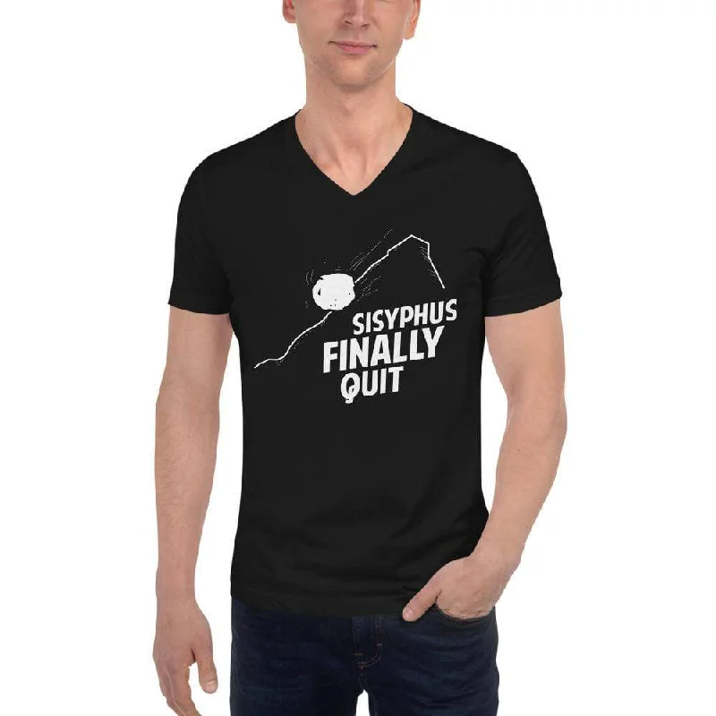 Camus - Sisyphus Finally Quit - Unisex V-Neck T-Shirt