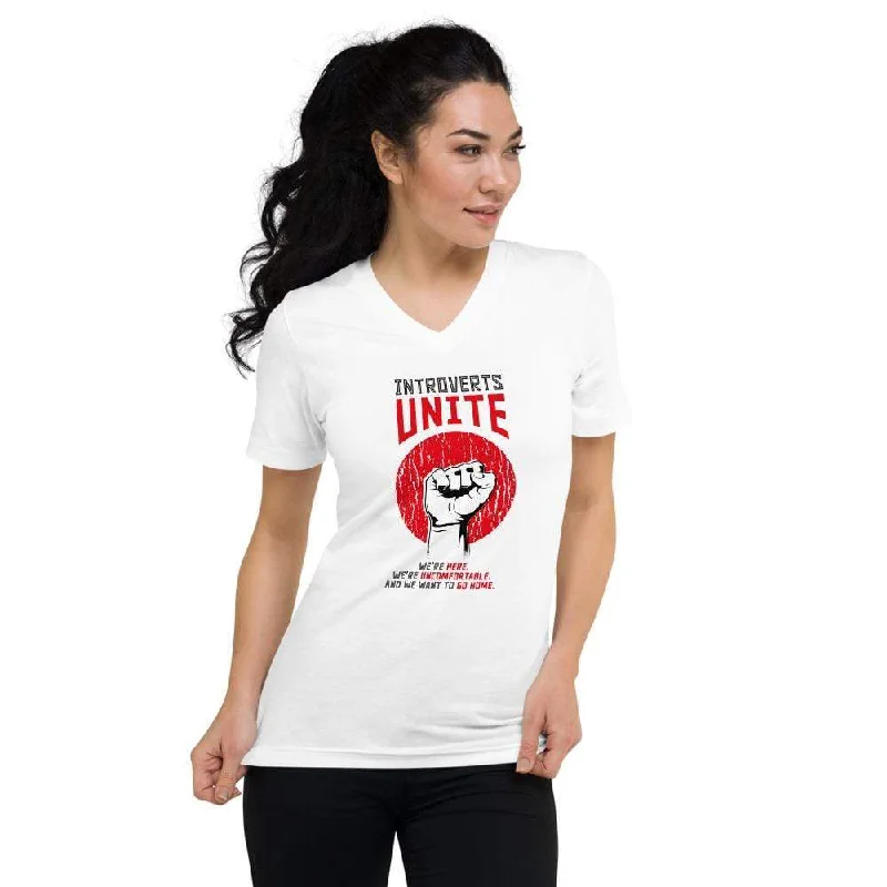 Introverts unite! - Unisex V-Neck T-Shirt