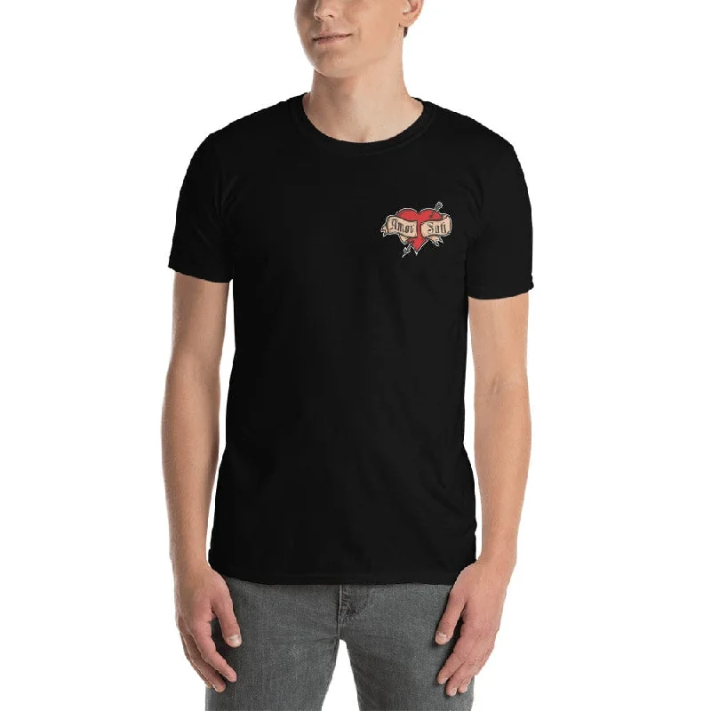 Nietzsche Fatalism Amor Fati Tattoo Heart - Faux Pocket - Premium T-Shirt