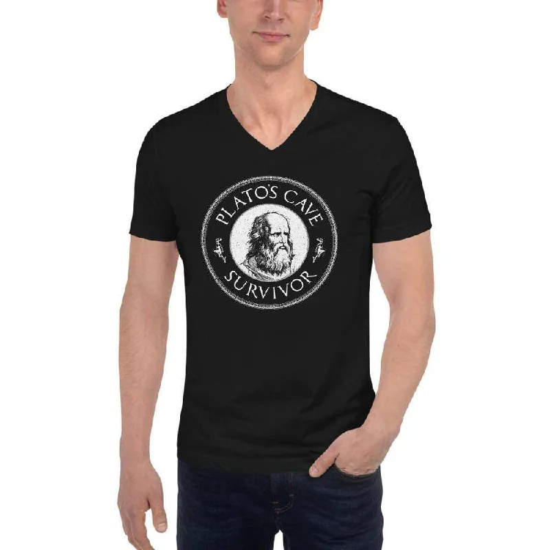 Plato's Cave Survivor - Unisex V-Neck T-Shirt