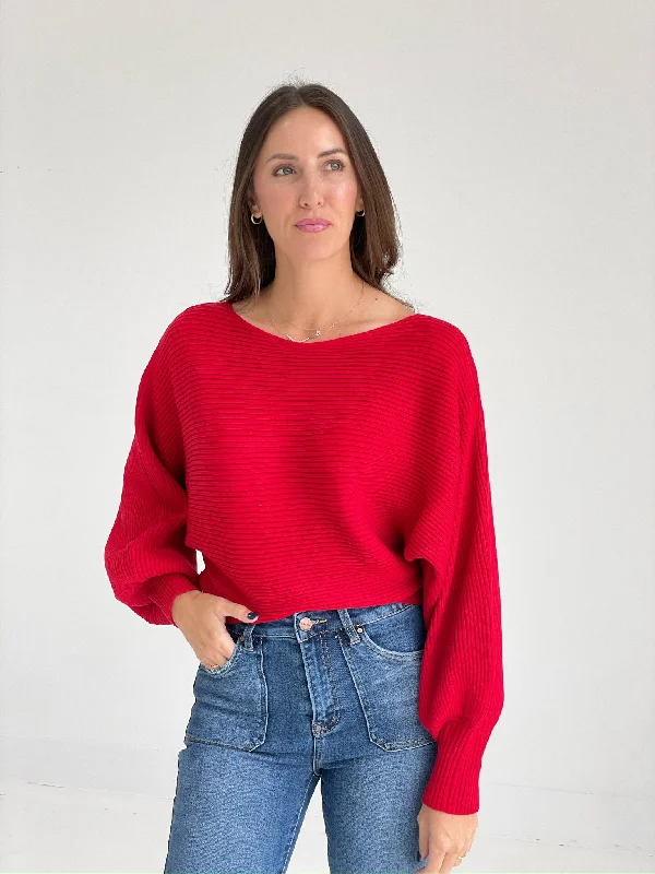 Classical Ribbed Sweater - Ruby