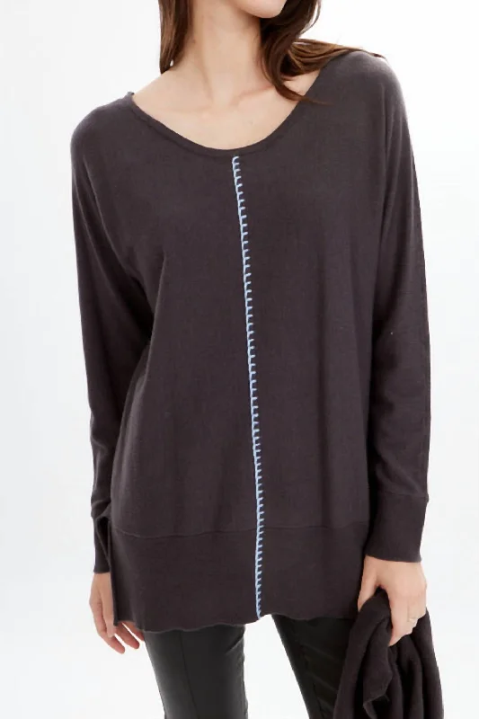 Detachable Cowl Neck Sweater In Onyx