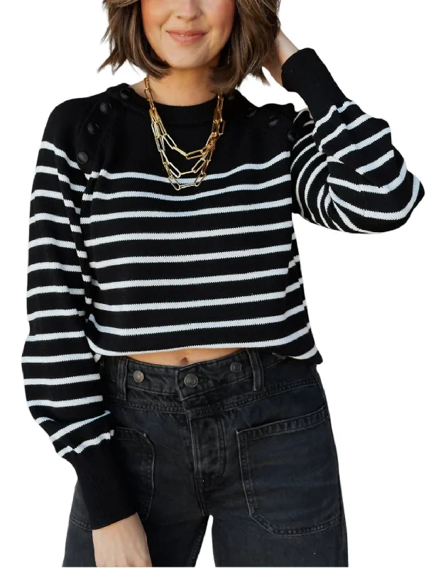 Janette Stripe Sweater In Black & White