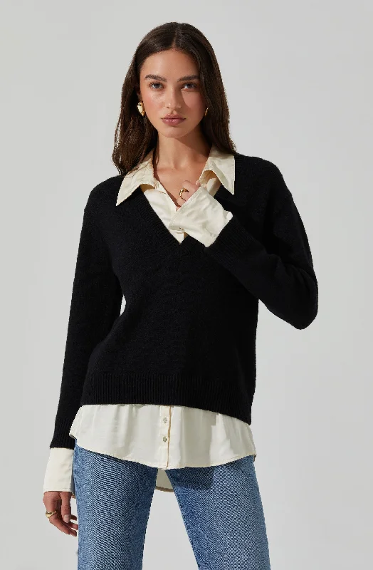 Jianna Mixed Media Layered Sweater