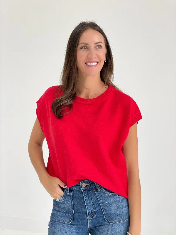 Quincy Sweater Top - Ruby