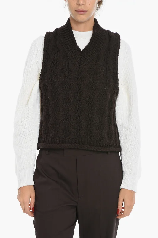 Samsoe Samsoe Cable Knit Sleeveless HUSKE V-Neck Sweater Sleeveless