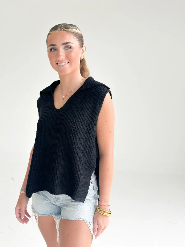 Upper Hand Sweater Top - Black