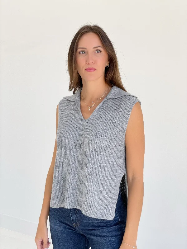 Upper Hand Sweater Top - Grey