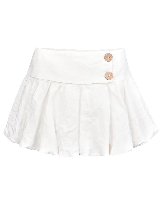 Bubble Hem Mini Skirt - White