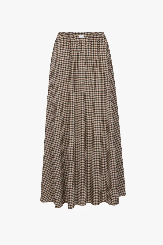 DREAM SKIRT IN TAN GINGHAM