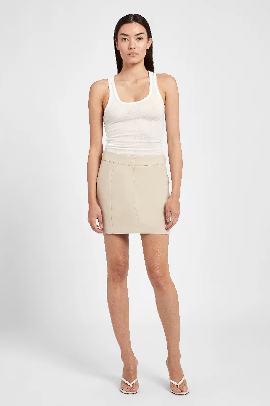 Tailored Seam Detail Mini Skirt - Sand