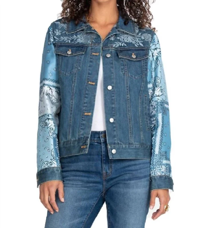 Bandana Patched Denim Jacket In Multi