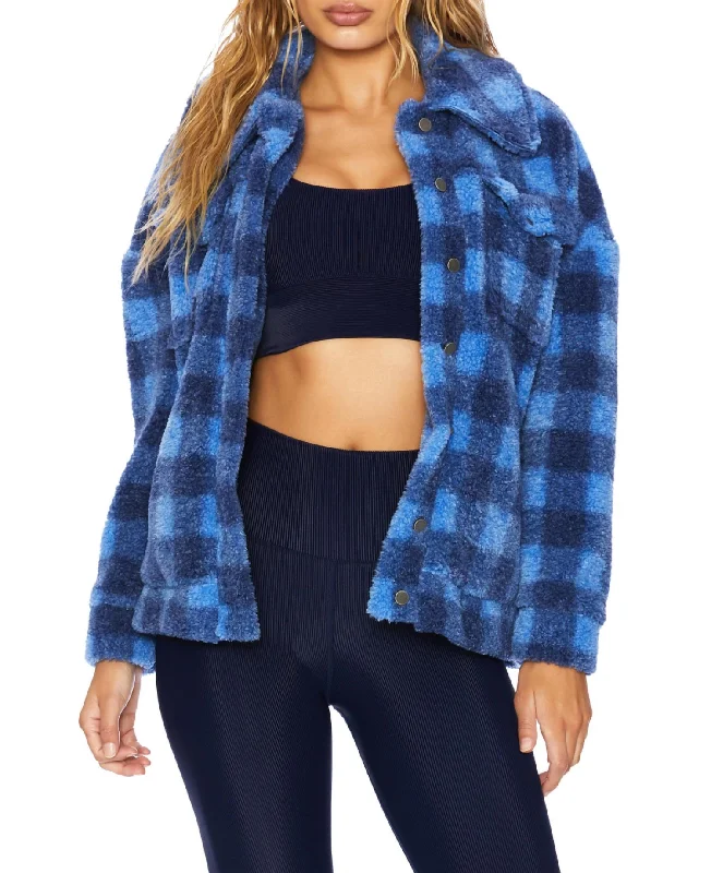 Sherpa Jacket In Cornflower Buffalo Check