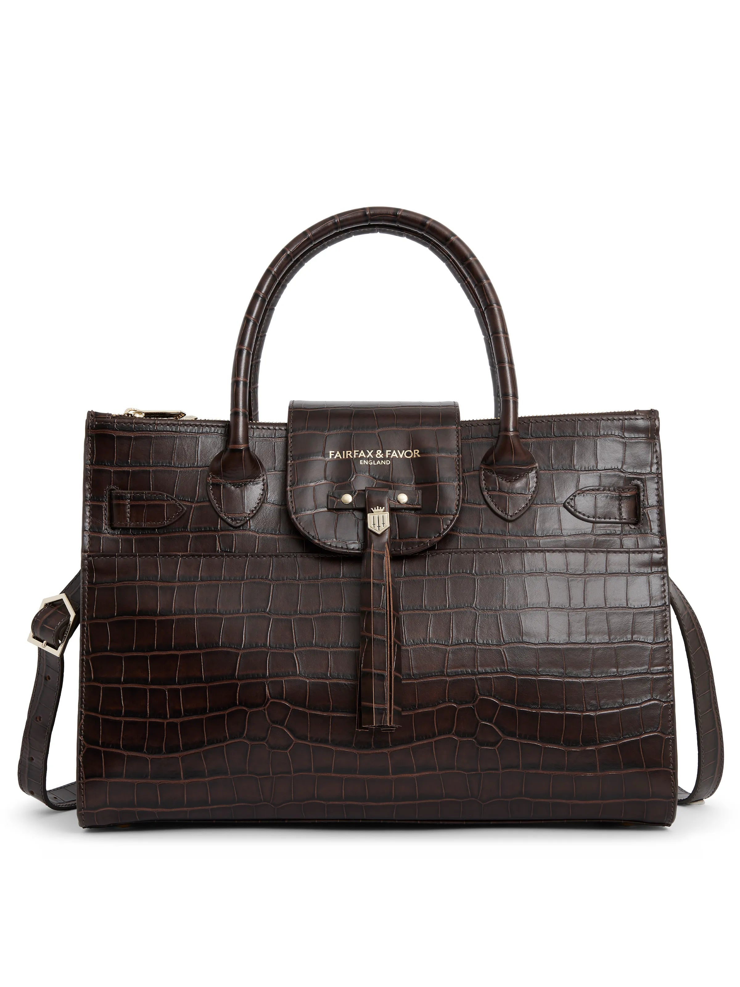 Windsor Work Bag - Mahogany Croc Leather